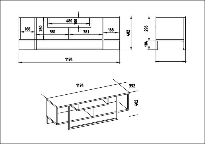 Hanah Home Asal (120) Soporte para TV Nogal y Negro Hanah Home Asal (120) Soporte para TV Nogal y Negro